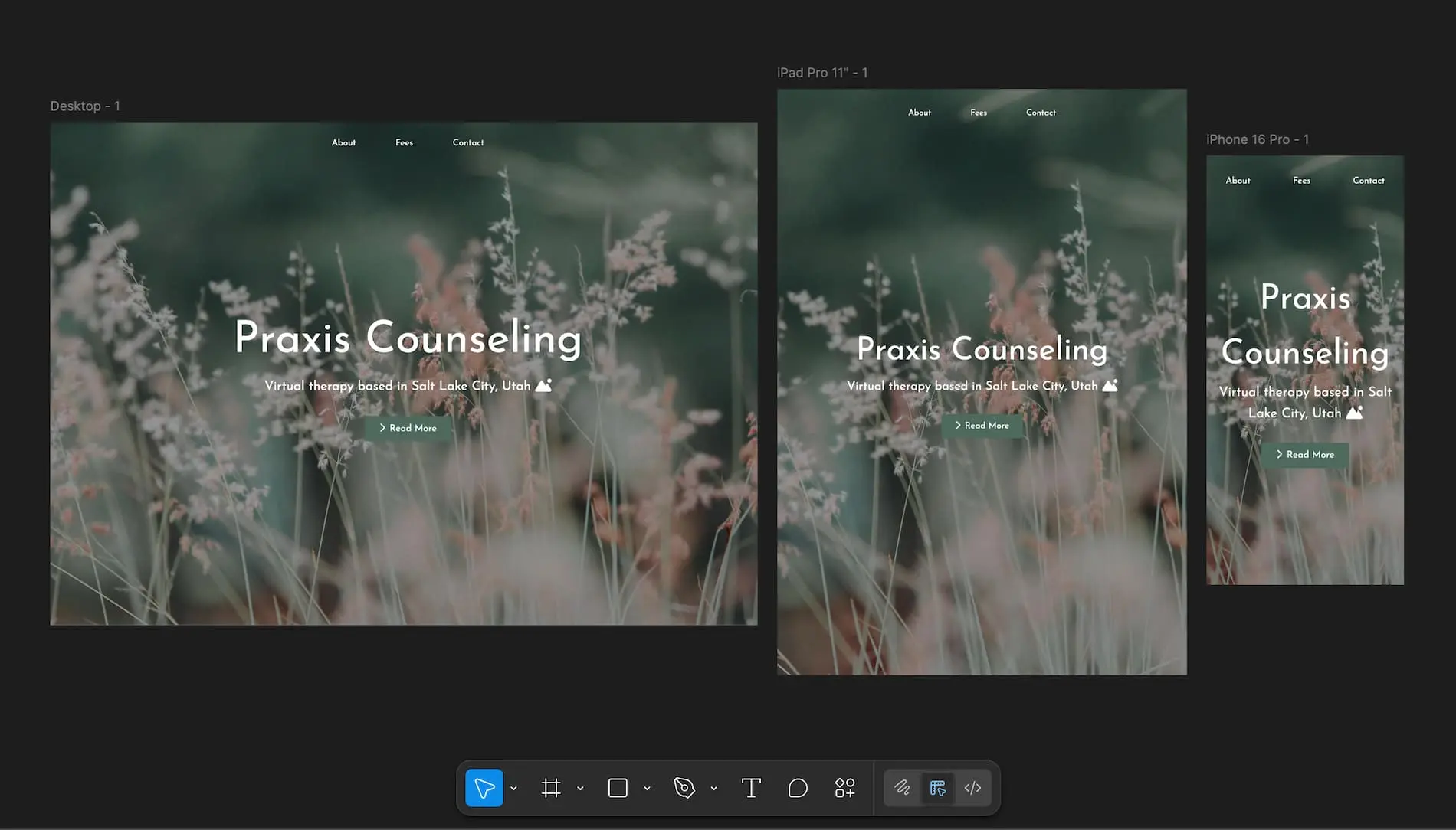 Responsive screen sizes mockup in Figma